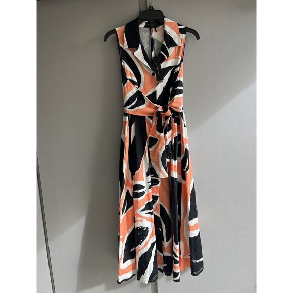 NWT DKNY Women's Wrap Dress Size 2 Sleeveless Coastal Floral Abstract Print - Picture 2 of 7